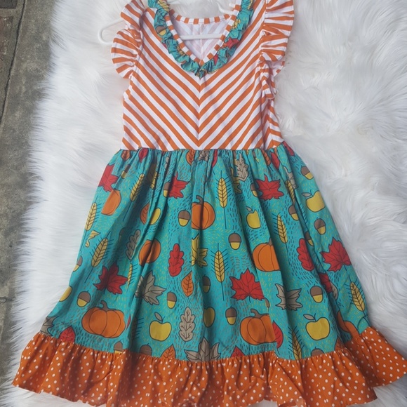 Nwot Fall Girls Boutique Pumpkin Dress size 6//7